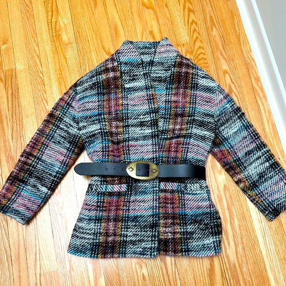 Ba&sh plaid blazer with removable belt. Still avail online - Picture 2 of 7